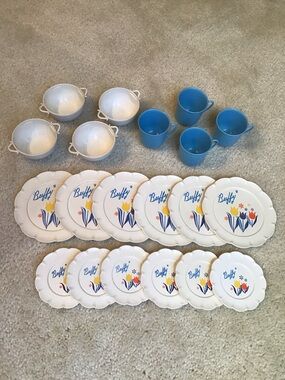 Vintage Chilton Toy Dish Set, Buffy Design, Miniature, 20 Pieces